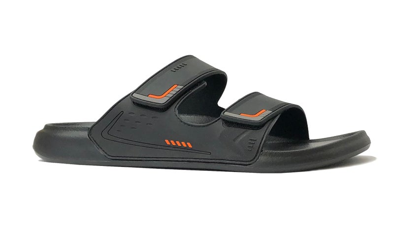REDVOLUTION Men's Classic Two Straps Slides with Soft Footbed Comfort Sandals for Beach, Gym, Pool (PM slide Black, 12) - Image 1